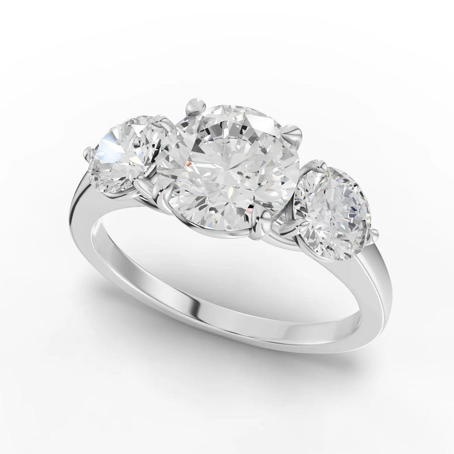 Round trinity diamond ring white gold angle