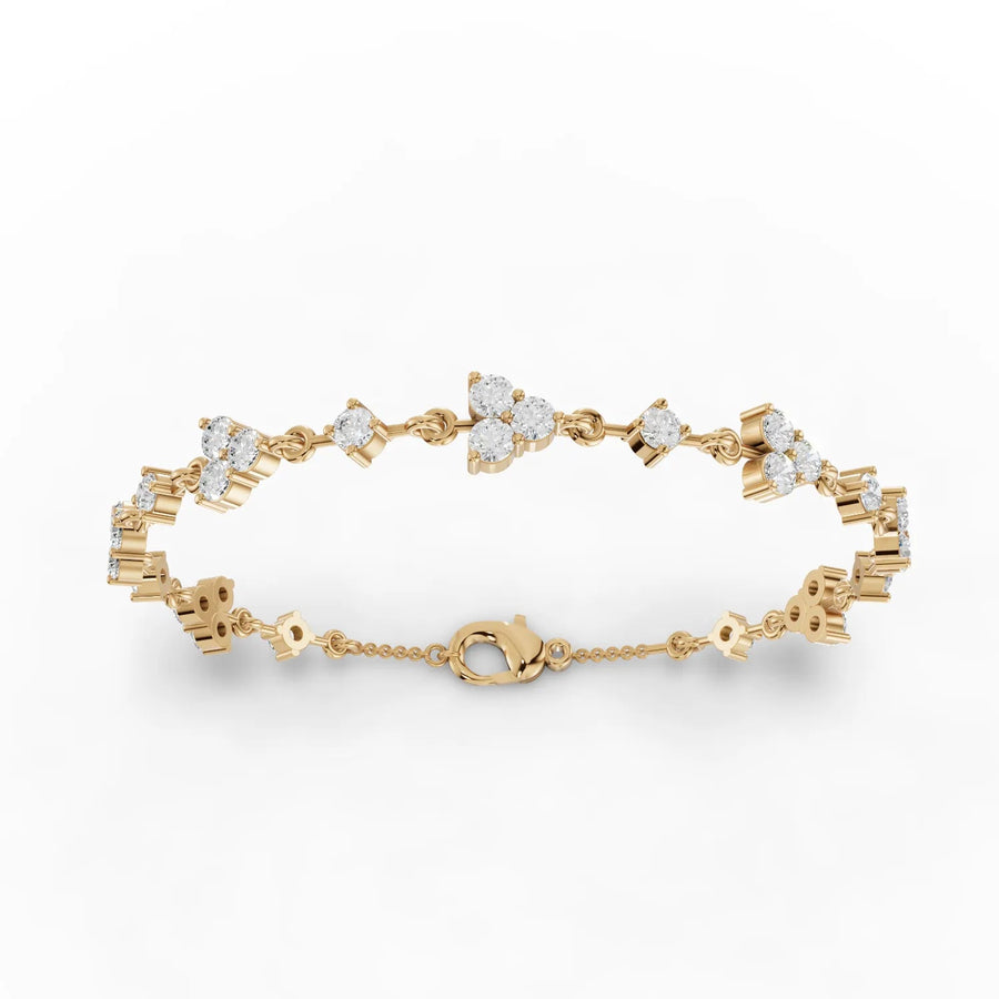 Yellow gold diamond floral bracelet