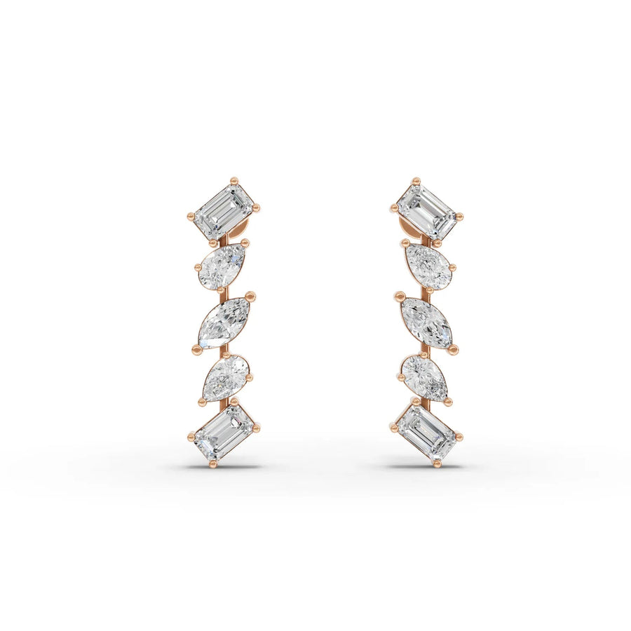 Rose gold cascade diamond earrings