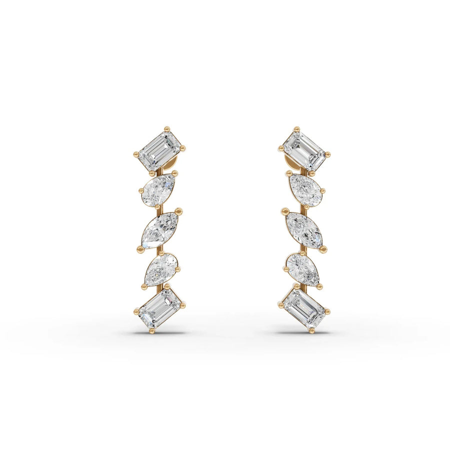 Yellow gold cascade diamond earrings
