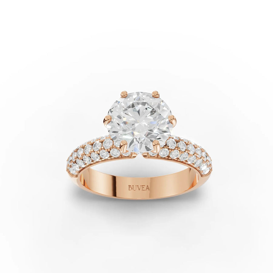Hidden halo lab-grown diamond ring rose gold top view