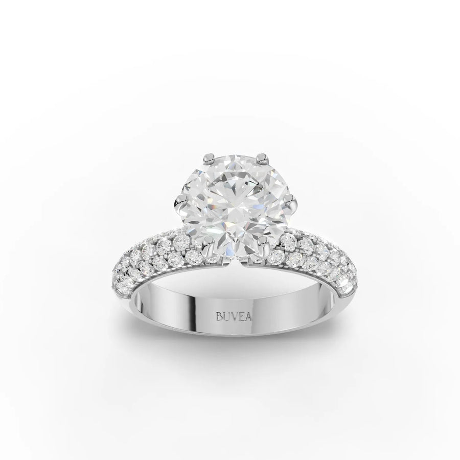 Hidden halo lab-grown diamond ring white gold top view