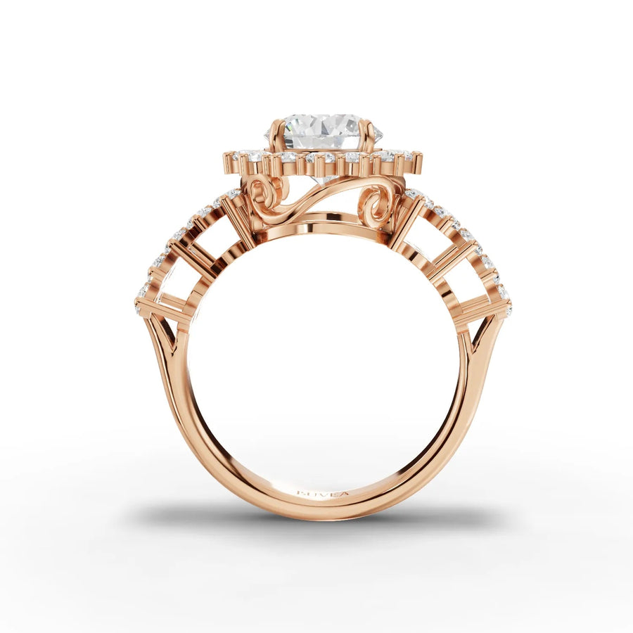 Bridal set diamond ring rose gold close-up