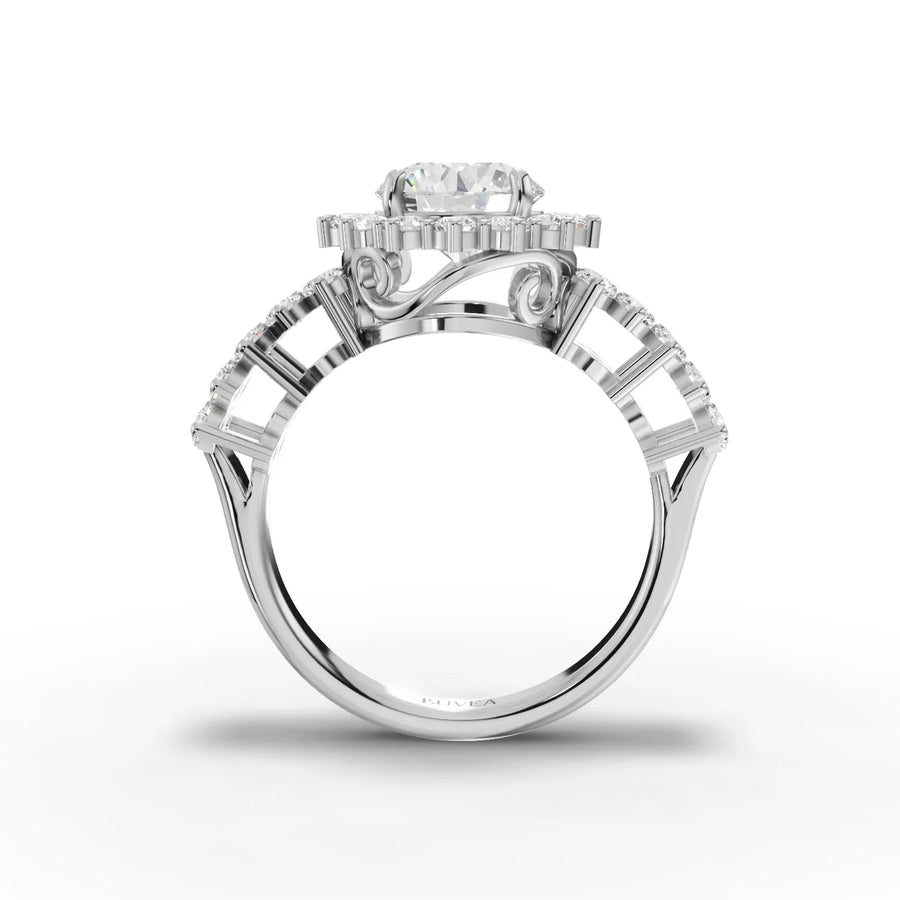 Bridal set diamond ring white gold close-up view