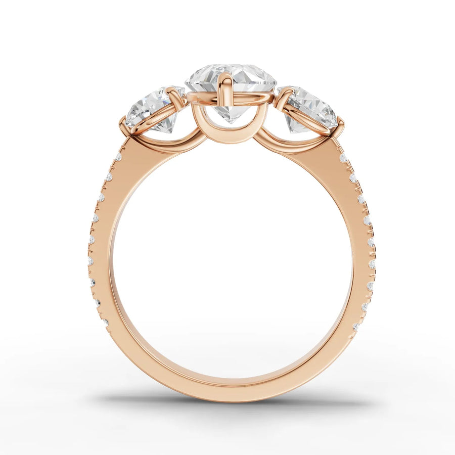 Trinity pear ring rose gold angle