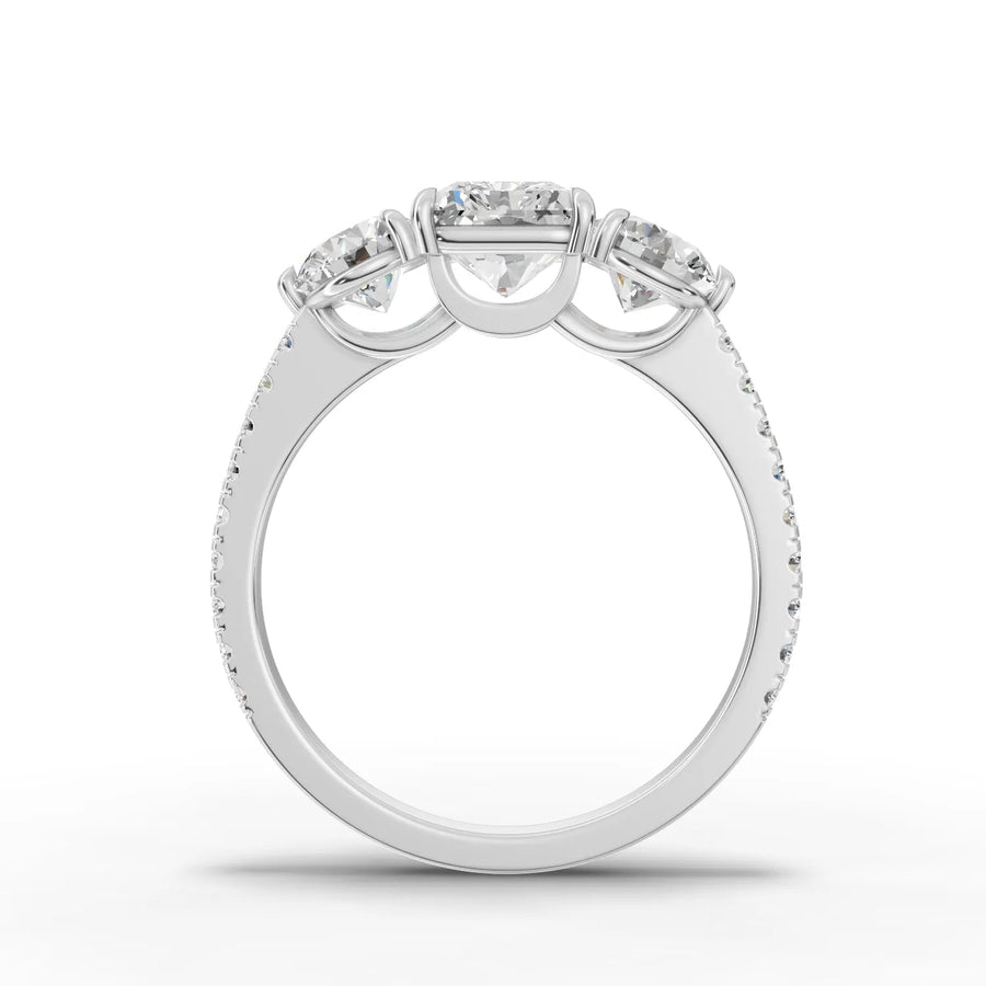 Radiant lab-grown ring white gold close-up