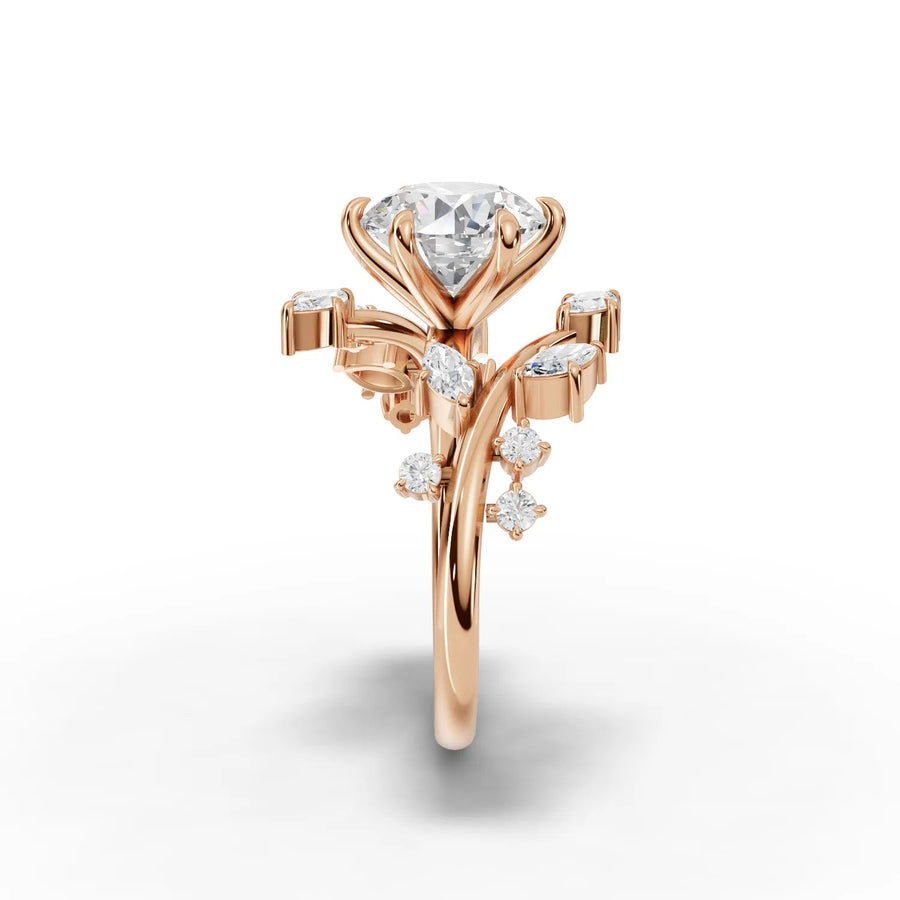 Diamond cascading ring rose gold close-up