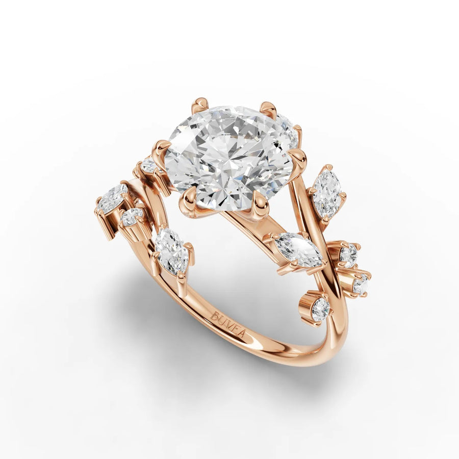 2.72 CT accent ring rose gold angled profile