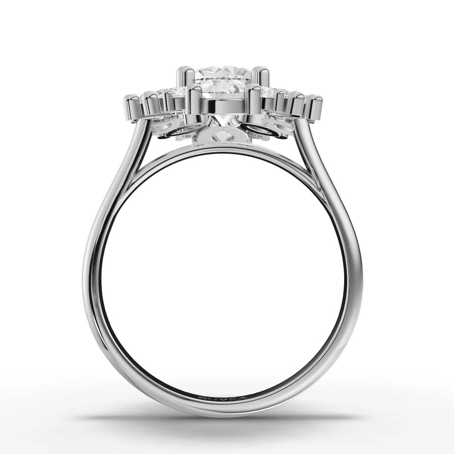 Floral cluster lab-grown diamond ring with multi-shape layout