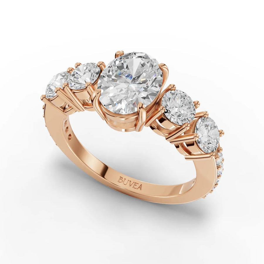 2.20 CT oval ring rose gold angled profile