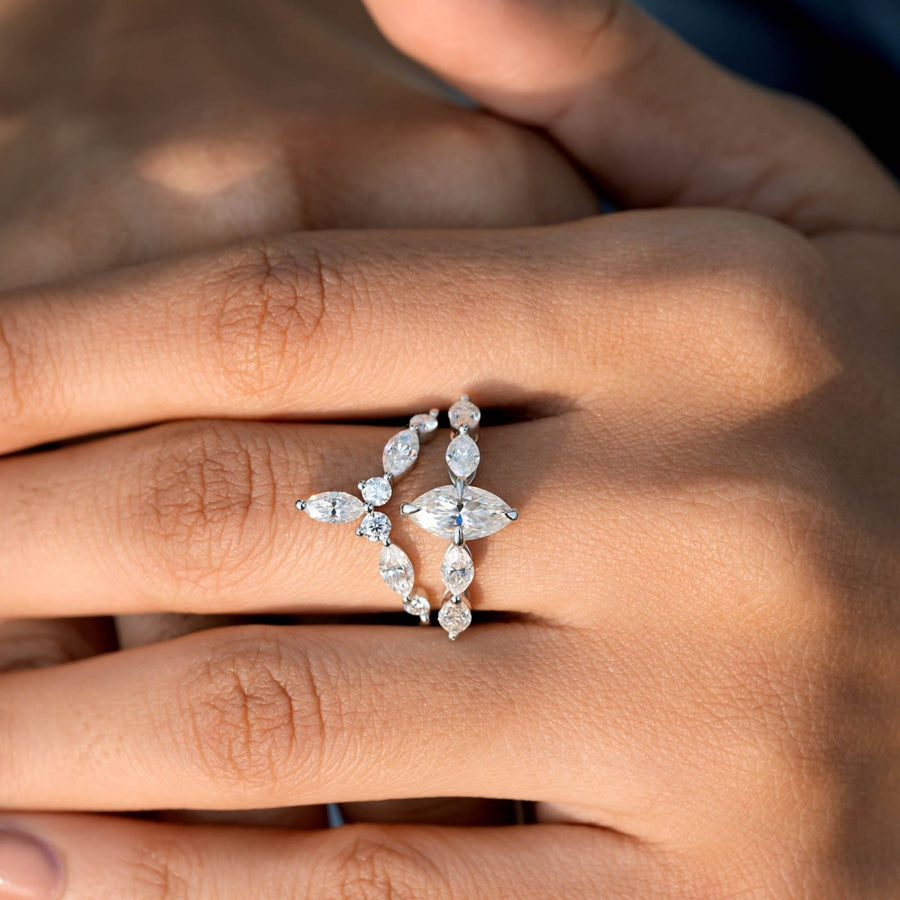 2.83 CT marquise cut lab-grown diamond ring worn on hand