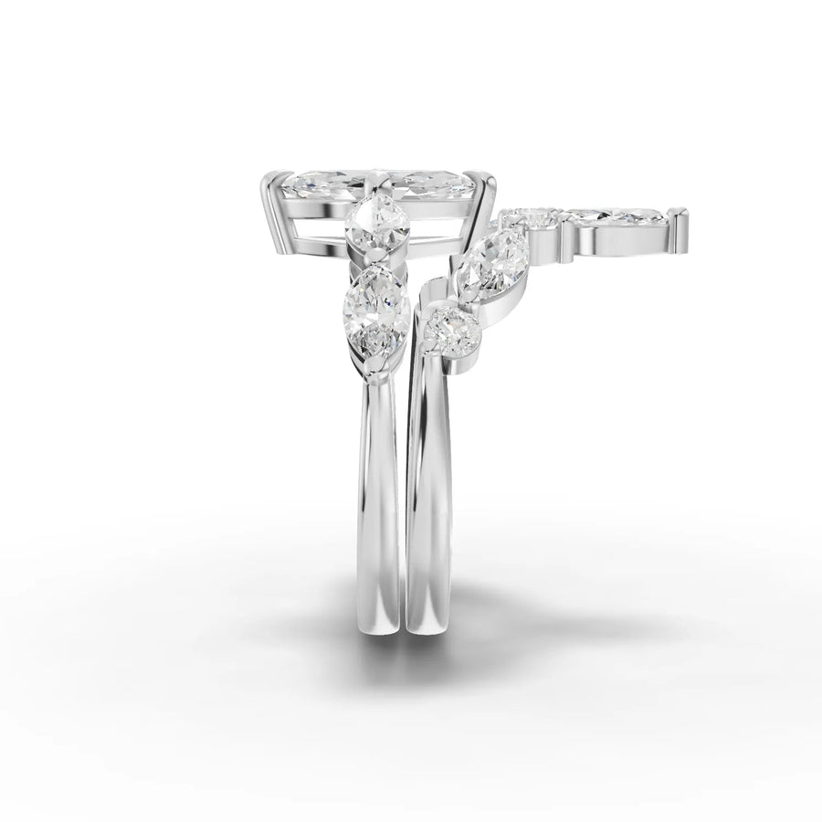 Marquise and accent stone ring white gold close-up