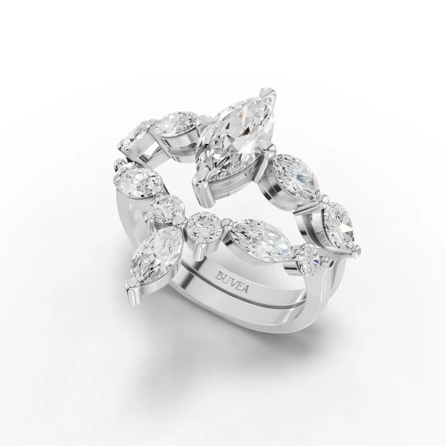 2.83 CT marquise dual-band ring white gold angled view