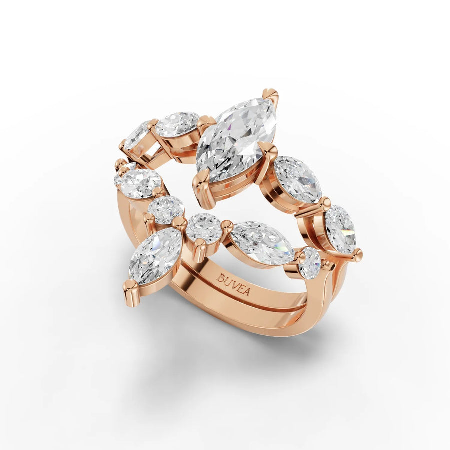 2.83 CT marquise dual-band ring rose gold angled view