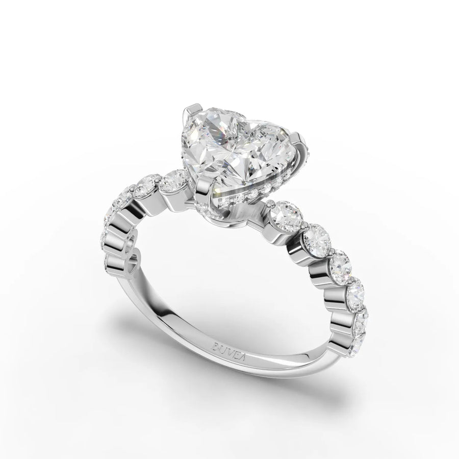 2.84 CT heart diamond ring white gold angle view