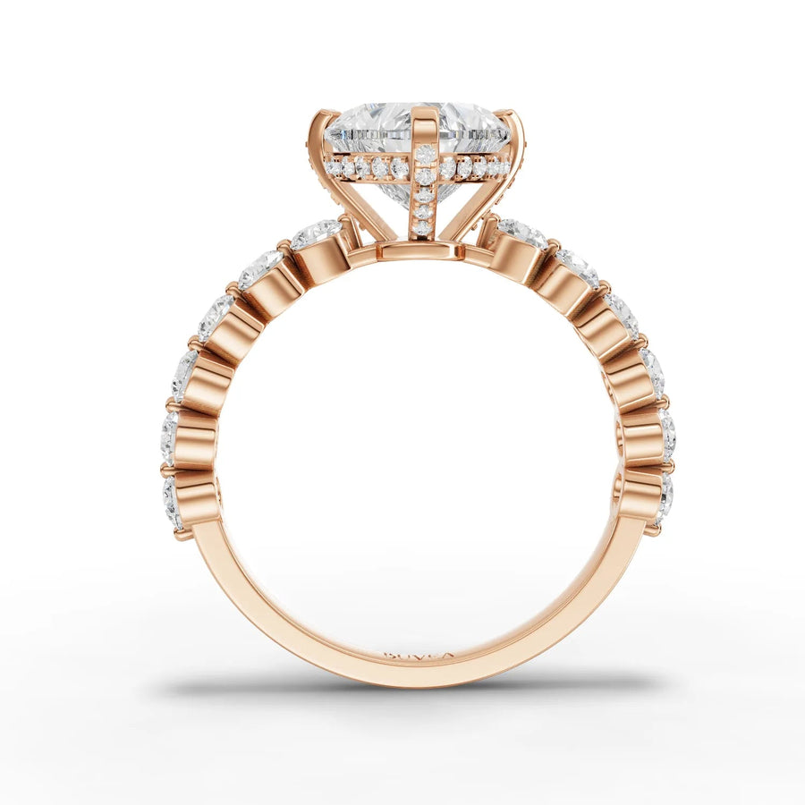 Heart center accented ring rose gold close-up view