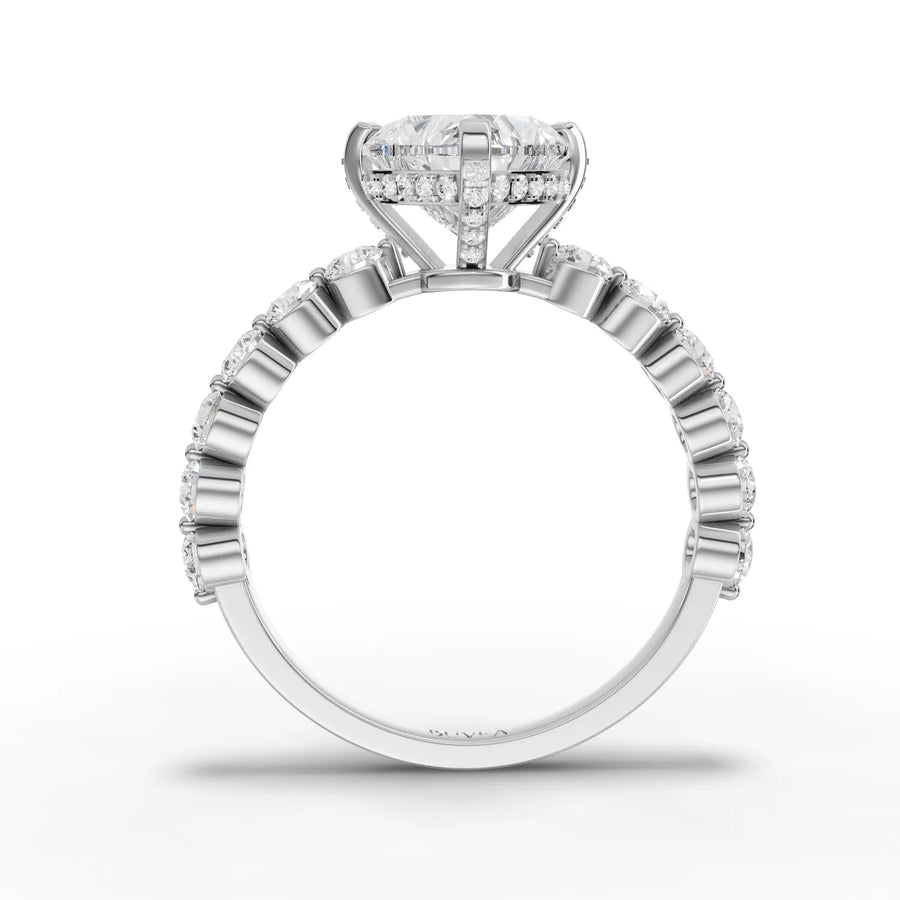 Heart center accented ring white gold close-up view