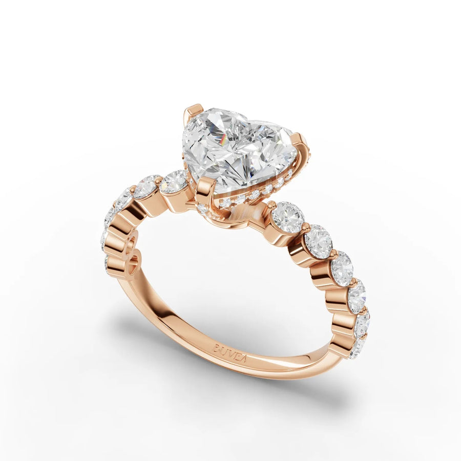 2.84 CT heart diamond ring rose gold angle view