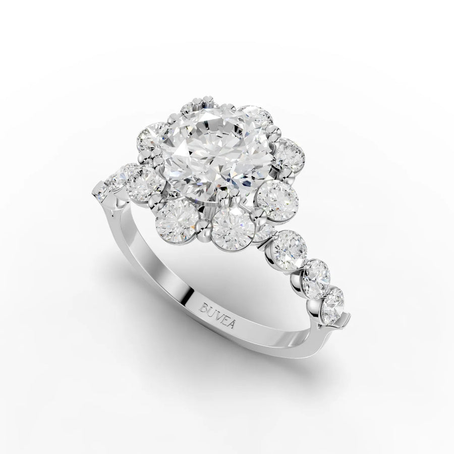 2.80 CT cluster diamond ring white gold angle view