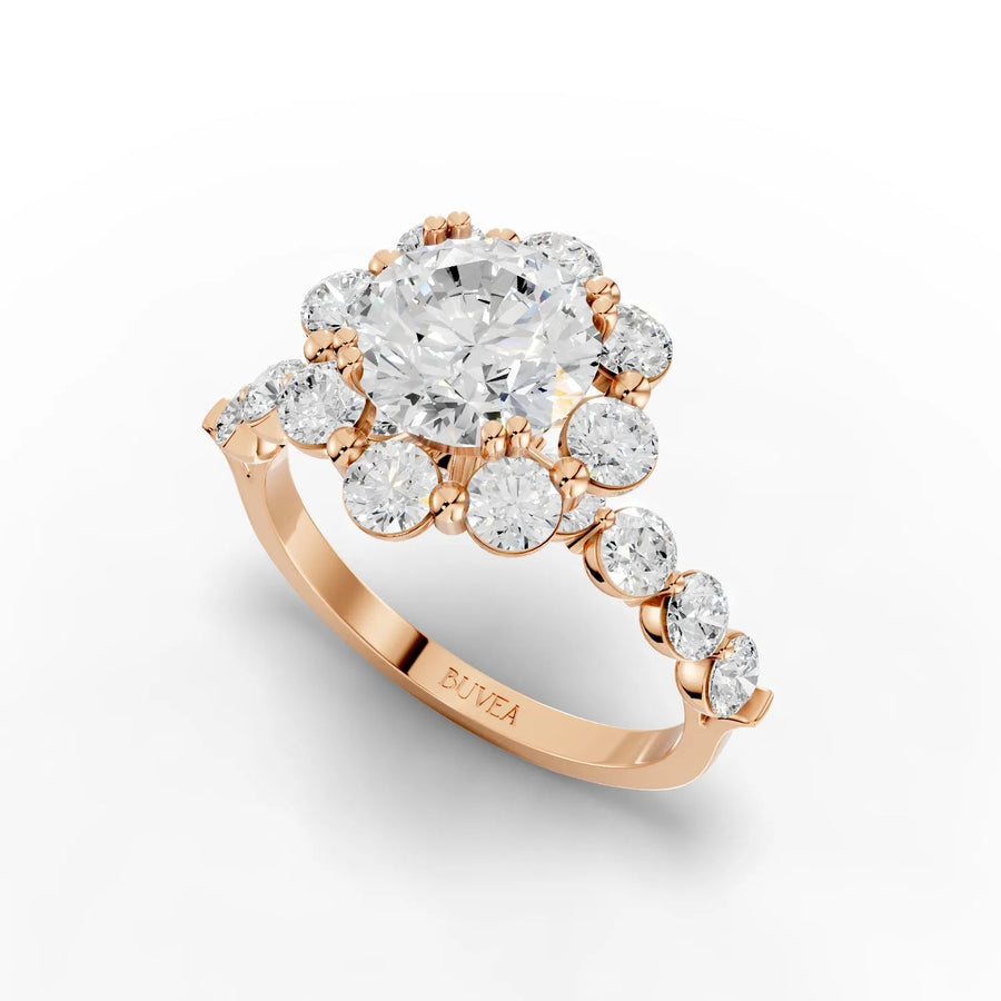 2.80 CT cluster diamond ring rose gold angle view