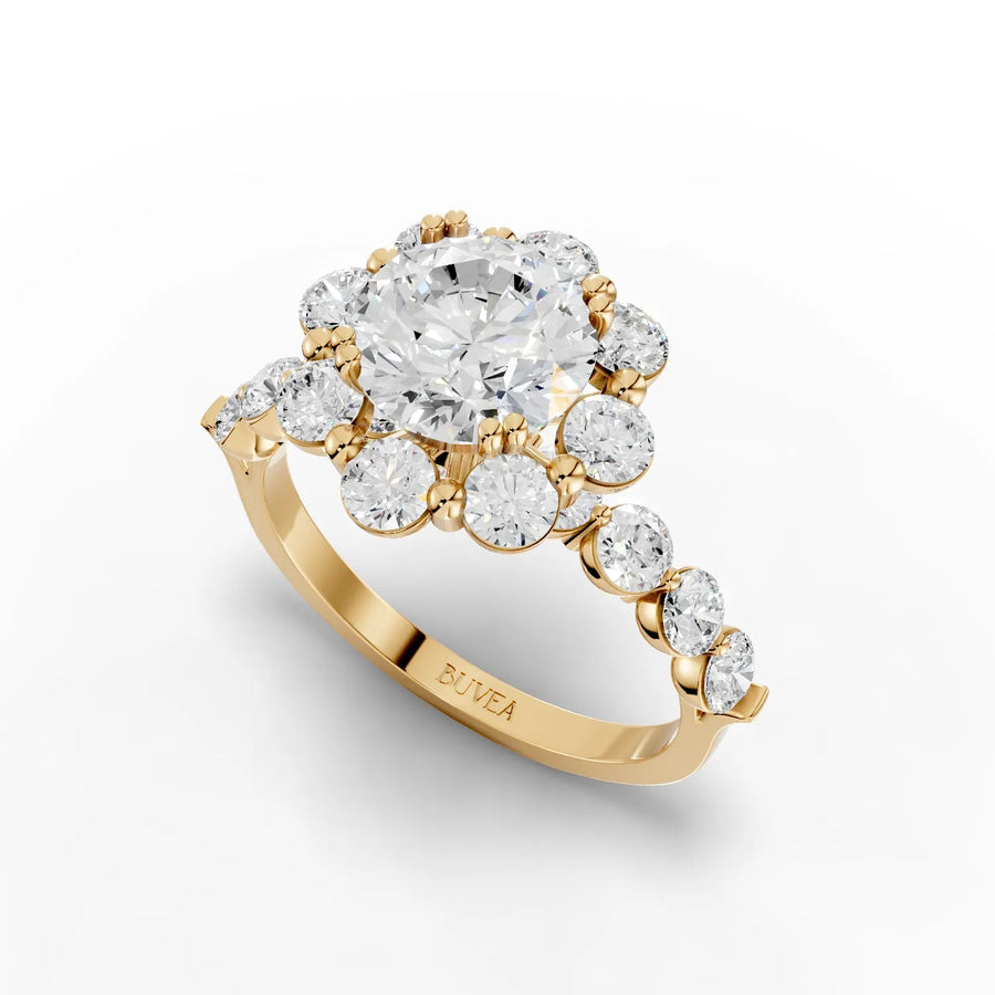 2.80 CT cluster diamond ring yellow gold angle view