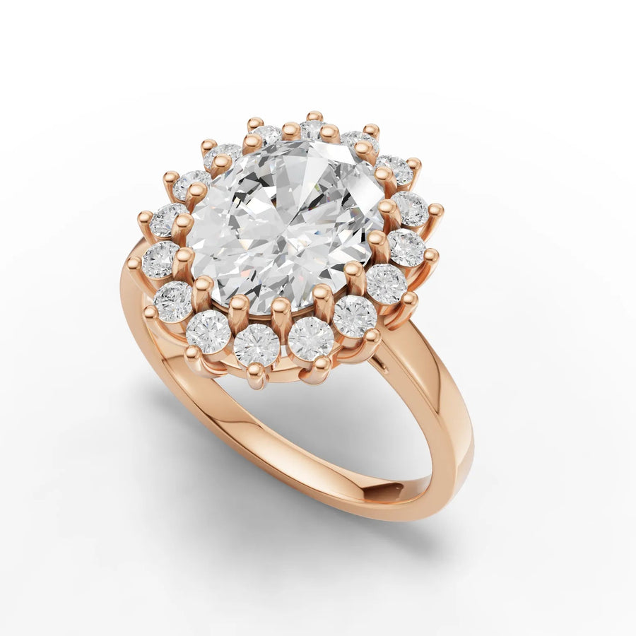 Oval halo ring rose gold angle