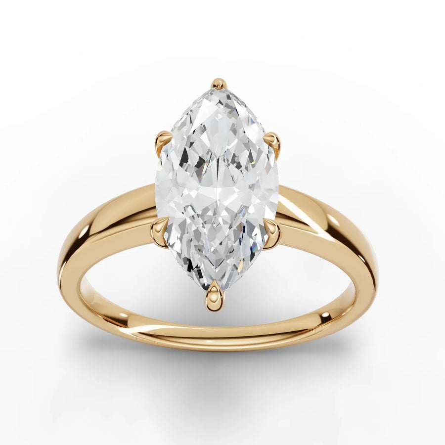 Yellow gold marquise diamond ring