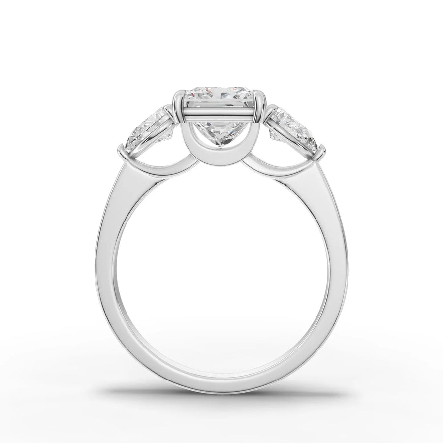 Princess trinity lab-grown ring white gold close-up