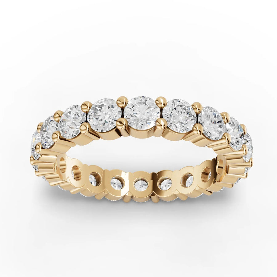 2.03 CT round lab-grown diamond eternity ring yellow gold top view