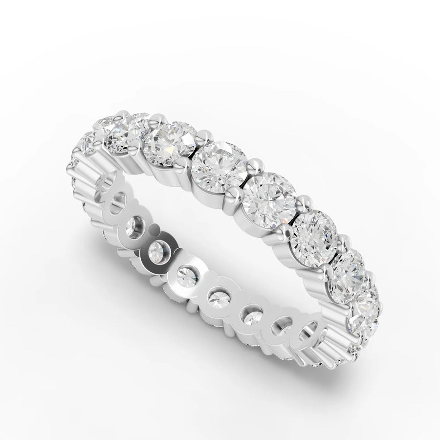 Round eternity ring white gold angle