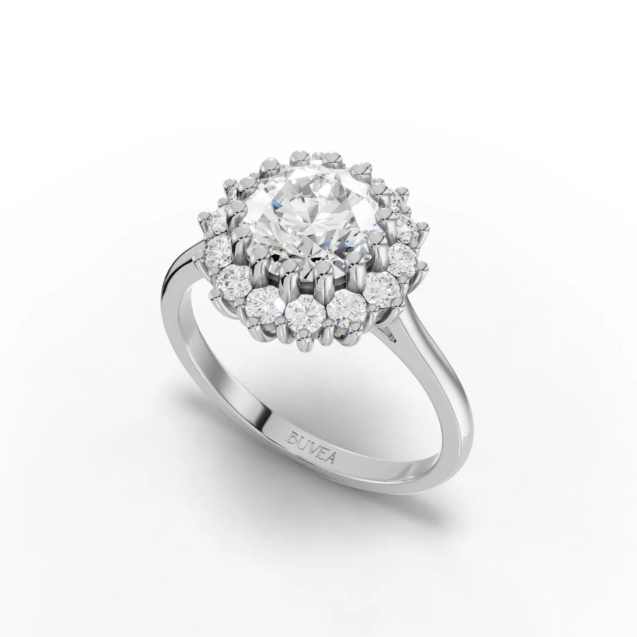 1.99 CT halo diamond ring white gold angle view