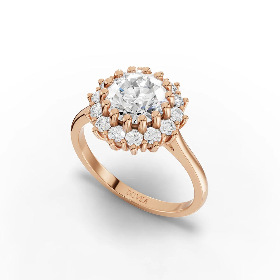 1.99 CT halo diamond ring rose gold angle view