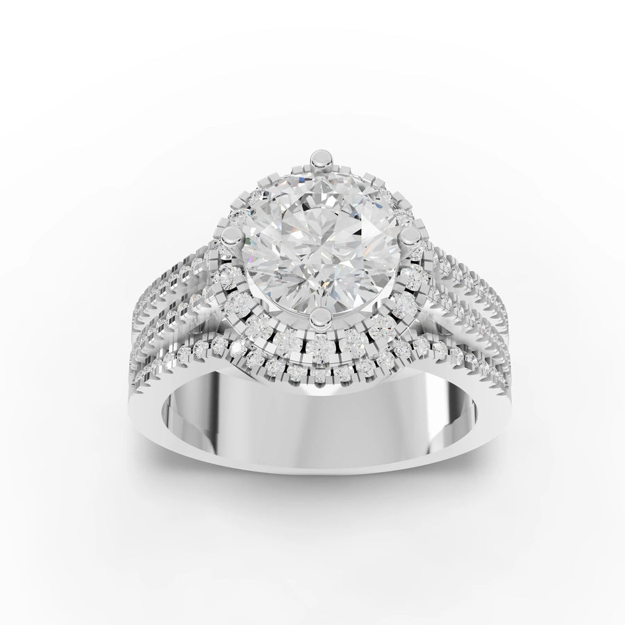 2.01 CT round lab-grown halo ring white gold top