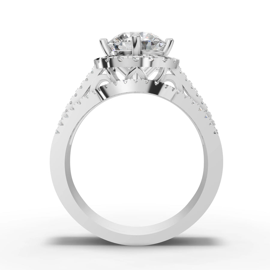 2.01 CT round lab-grown diamond double halo ring top view