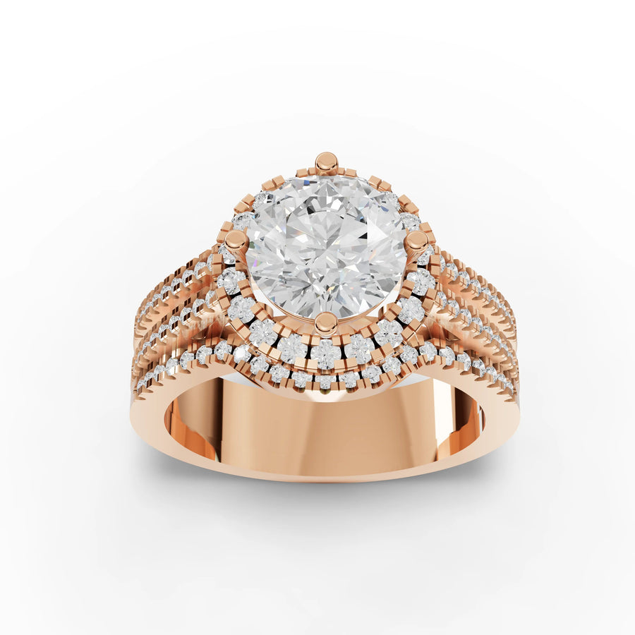 2.01 CT round lab-grown halo ring rose gold top