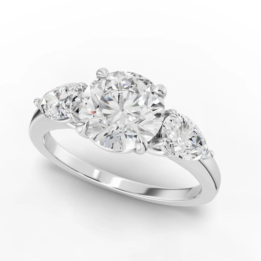 Round trinity diamond ring white gold angle