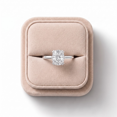 3.00 CT Cushion Lab Grown Diamond Engagement Ring, in its gift box