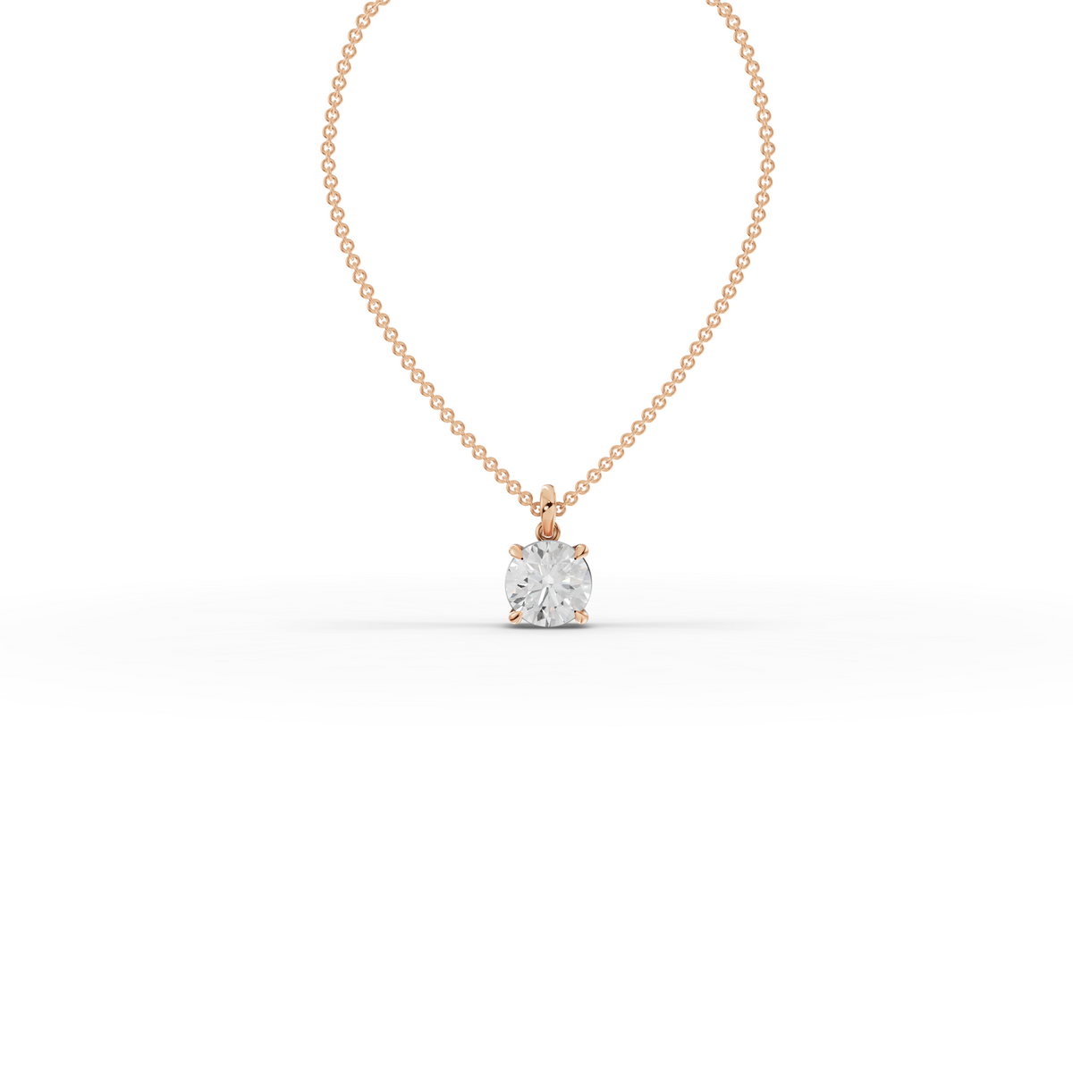 3.00 CT Round Basket Lab Grown Diamond Solitaire Pendant in rose gold