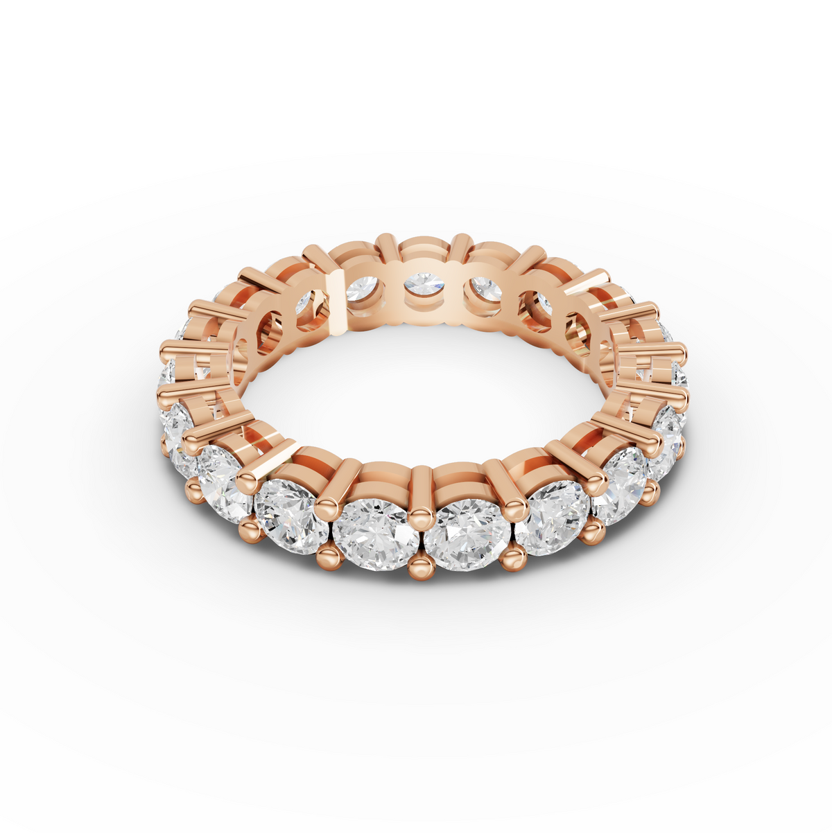 3.05 CT Round Shared-Prong Full Eternity Lab Grown Diamond Ring, view 3