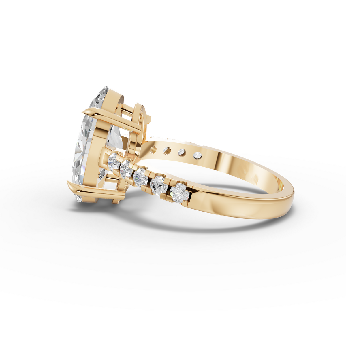 3.30 CT Oval Solitaire With Side Stone Lab Grown Diamond Ring 3.00 CT Center, view 3