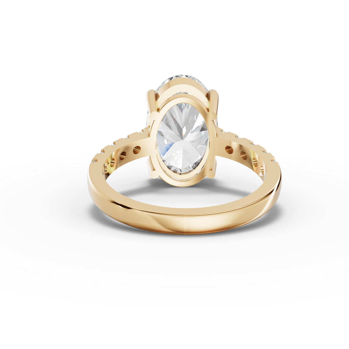 3.30 CT Oval Solitaire With Side Stone Lab Grown Diamond Ring 3.00 CT Center, view 4