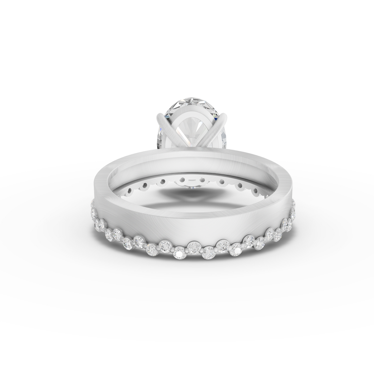 3.31 CT Oval Solitaire With Beaded Lab Grown Diamond Band 3.00 CT Center, view 2