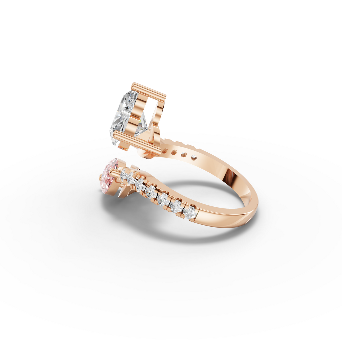 3.36 CT Heart Marquise Toi et Moi Side Stone Lab Grown Diamond Ring, view 6