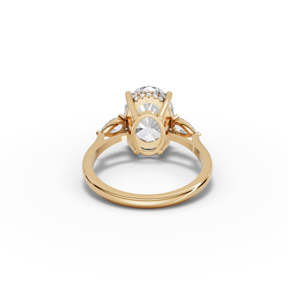 3.36 CT Oval Three Stone Hidden Halo Lab Grown Diamond Engagement Ring, view 6