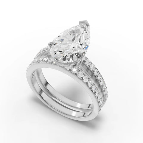 Pear pavé ring white gold angle