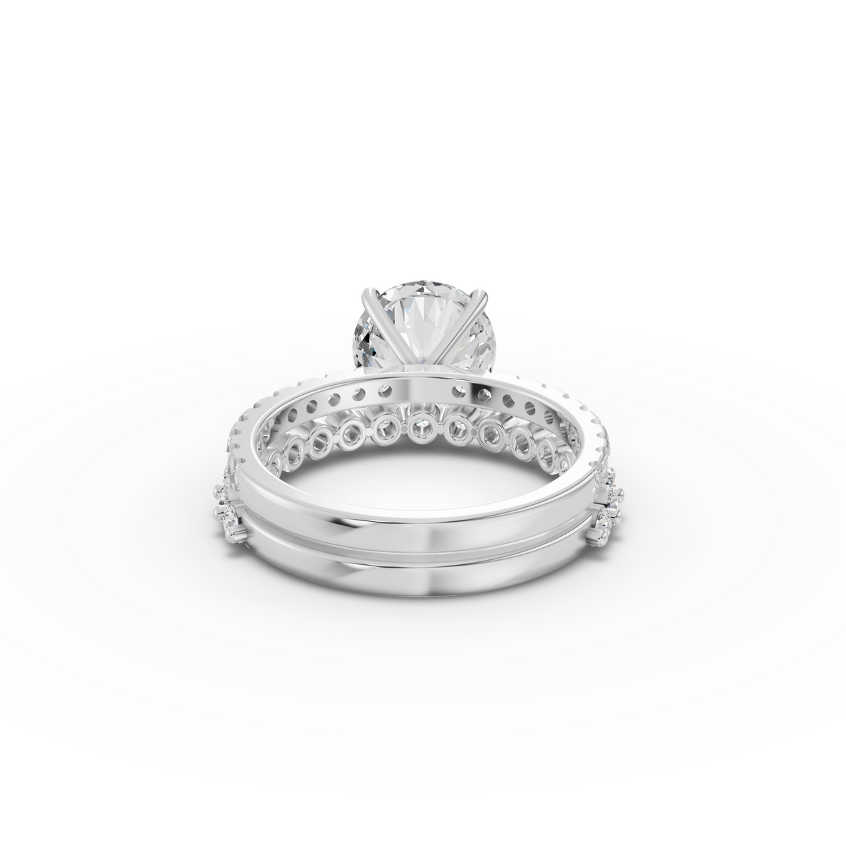 3.38 CT Round Solitaire Lab Grown Diamond Ring Set, view 2