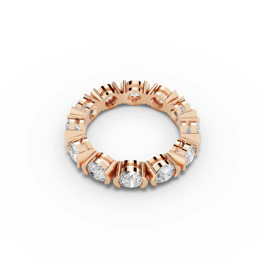 3.48 CT Round Bezel Set Full Eternity Lab Grown Diamond Band in rose gold, view 2