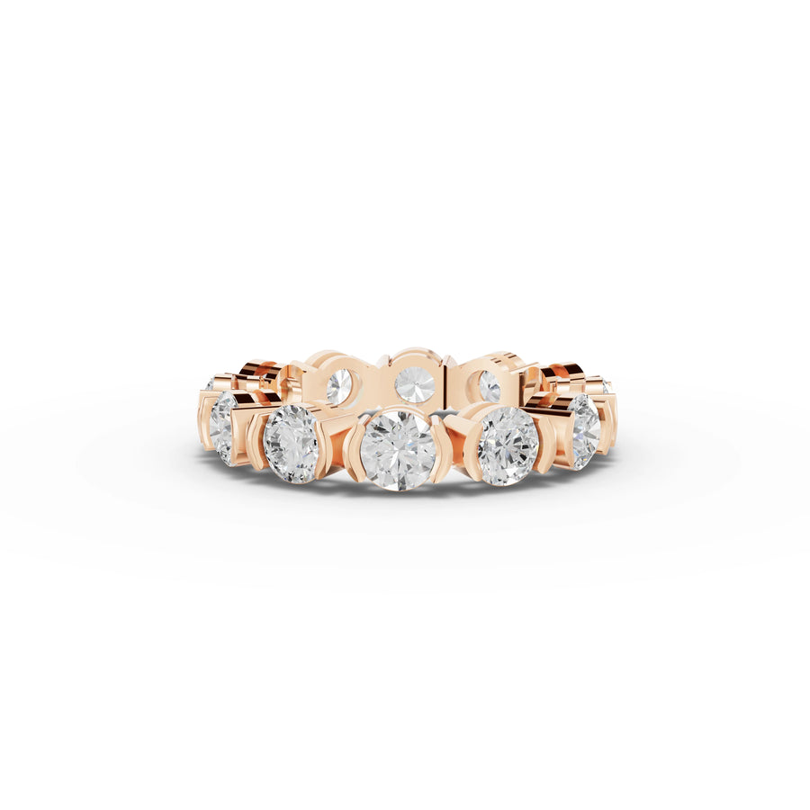 3.48 CT Round Bezel Set Full Eternity Lab Grown Diamond Band in rose gold