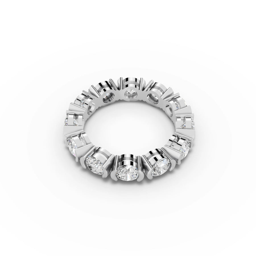 3.48 CT Round Bezel Set Full Eternity Lab Grown Diamond Band in white gold, view 2