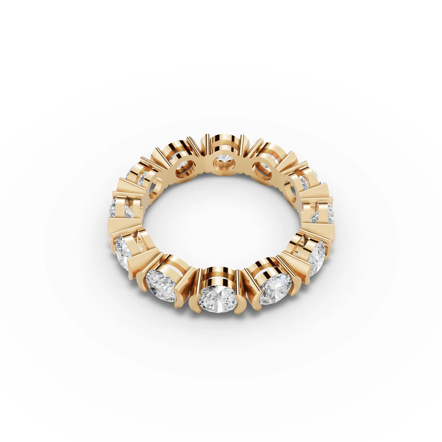 3.48 CT Round Bezel Set Full Eternity Lab Grown Diamond Band in yellow gold, view 2